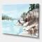 Designart - Rocks By The Blue Lake - Lake House Canvas Wall Art Print